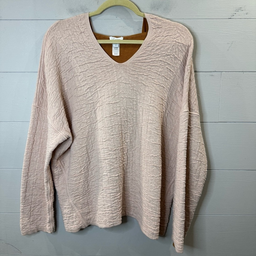J.Jill | Women's Reversible Textured Terracotta Cameo/Blush Hoodie Sweater LP